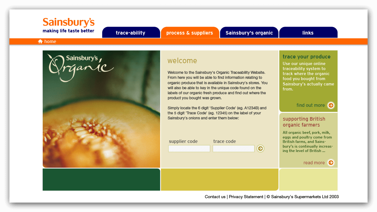 Sainsbury<span class="apos">’</span>s Organic Traceability home page
