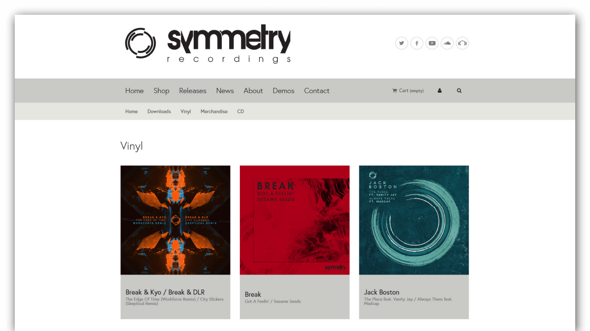 Symmetry: ecommerce website home page